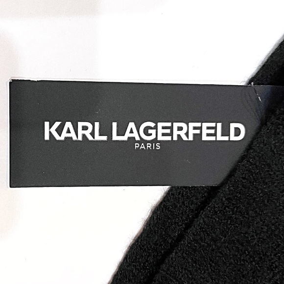 NWT Karl Lagerfeld Black Knit Name Logo Band Infinity Scarf - Picture 10 of 14